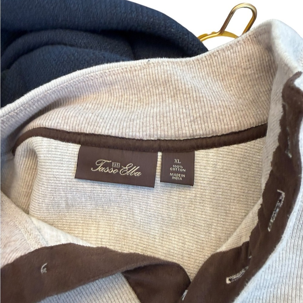 Tasso Elba Light Gray Quarter-Zip Sweater with Dark Button Placket - Picture 5 of 5